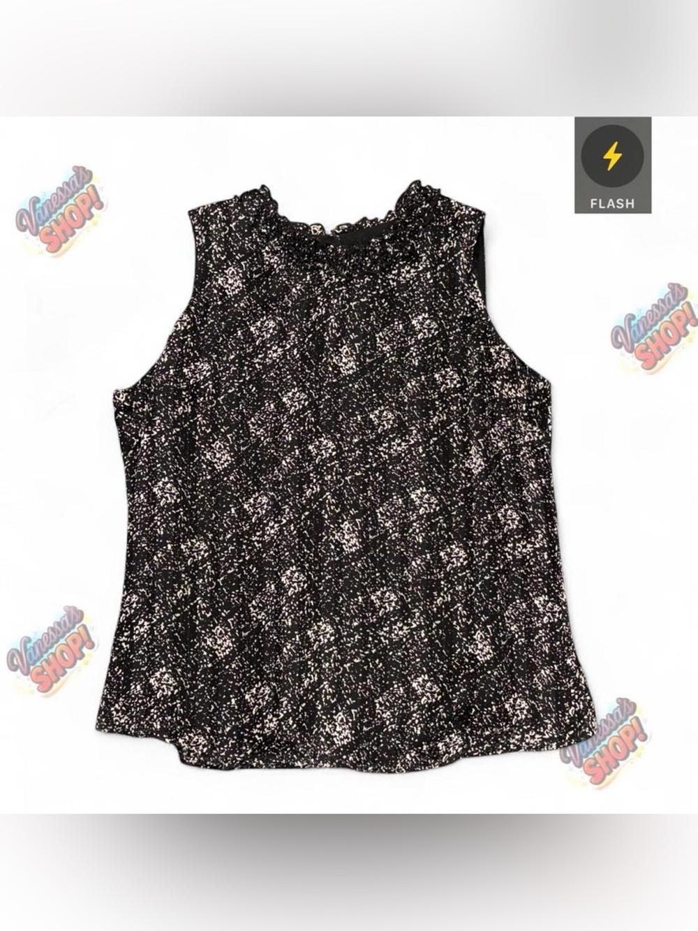 Jones New York Collection Blouse featuring a Ruffled Neckline Abstract Print!